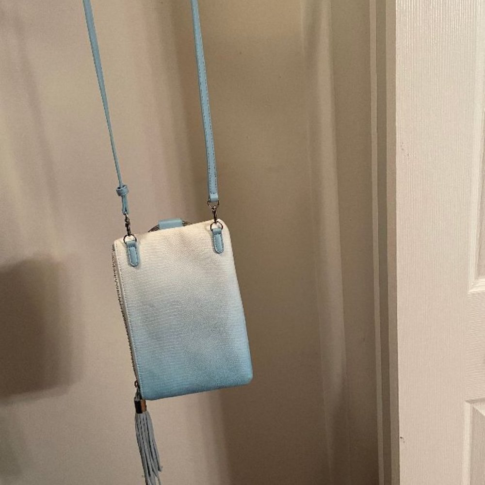 Ombre wristlet crossbody bag light blue spring bag medium size credit card slots